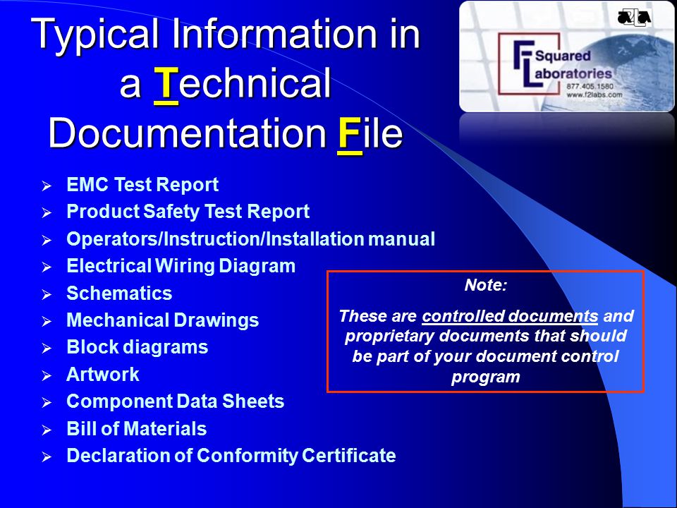 Typical Information in a Technical Documentation File
