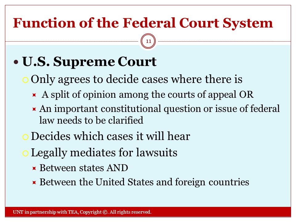 Function of the Federal Court System