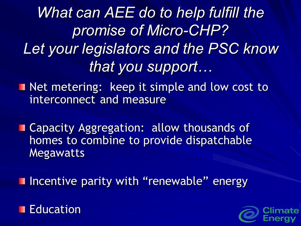 What can AEE do to help fulfill the promise of Micro-CHP