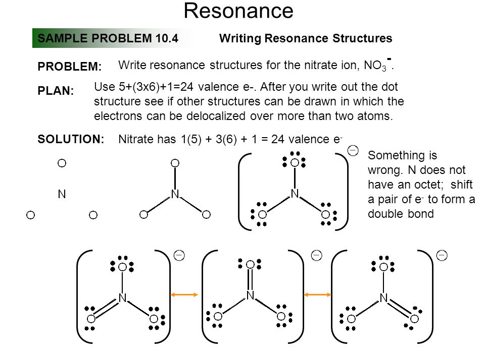 Resonance SAMPLE PROBLEM 10.4 Writing Resonance Structures.