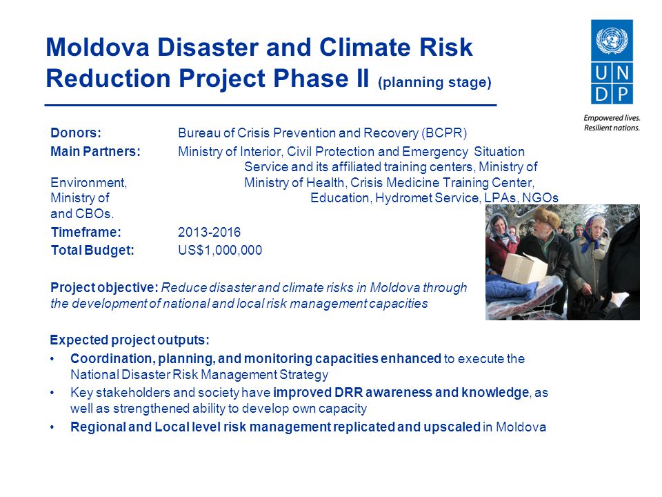 Moldova Disaster and Climate Risk Reduction Project Phase II (planning stage)
