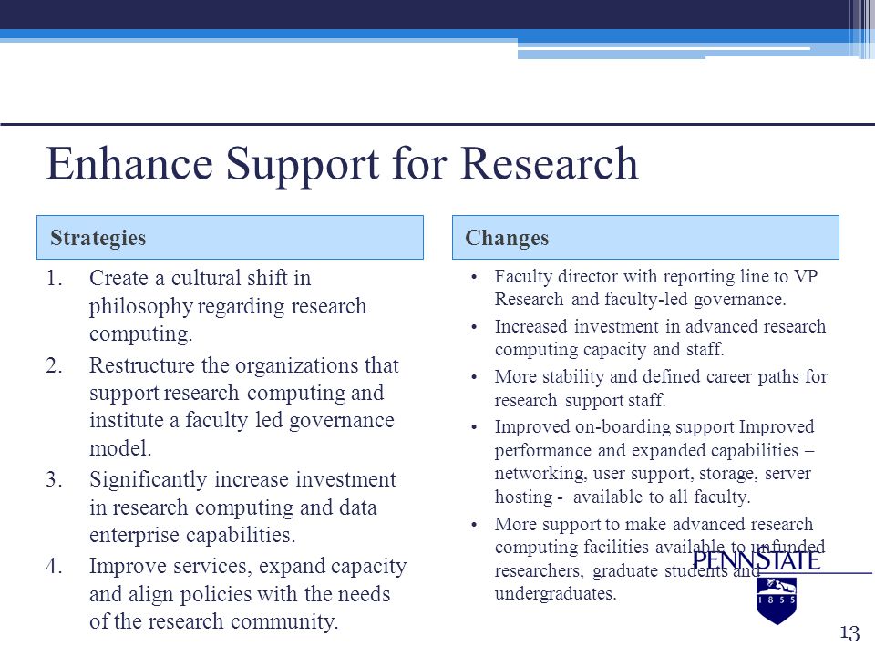 Enhance Support for Research