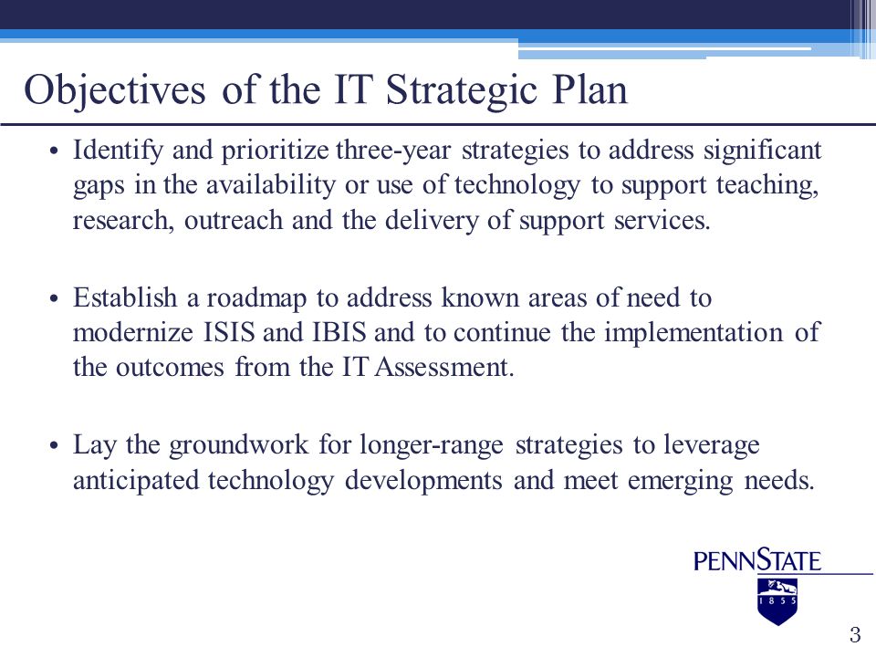Objectives of the IT Strategic Plan