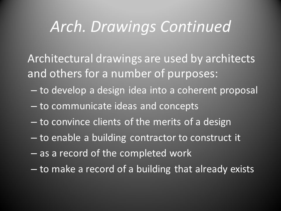 Arch. Drawings Continued