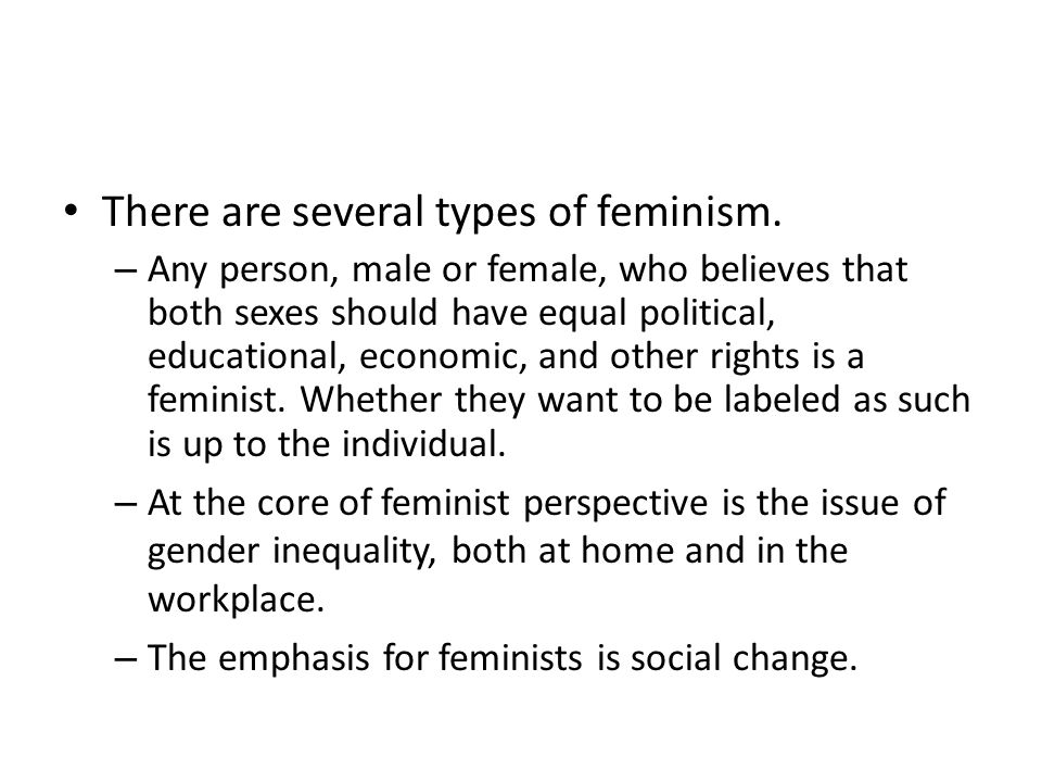 There are several types of feminism.