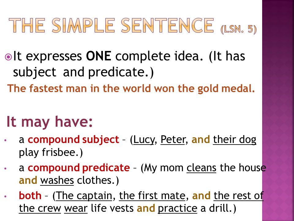 The Simple Sentence (lsn. 5)
