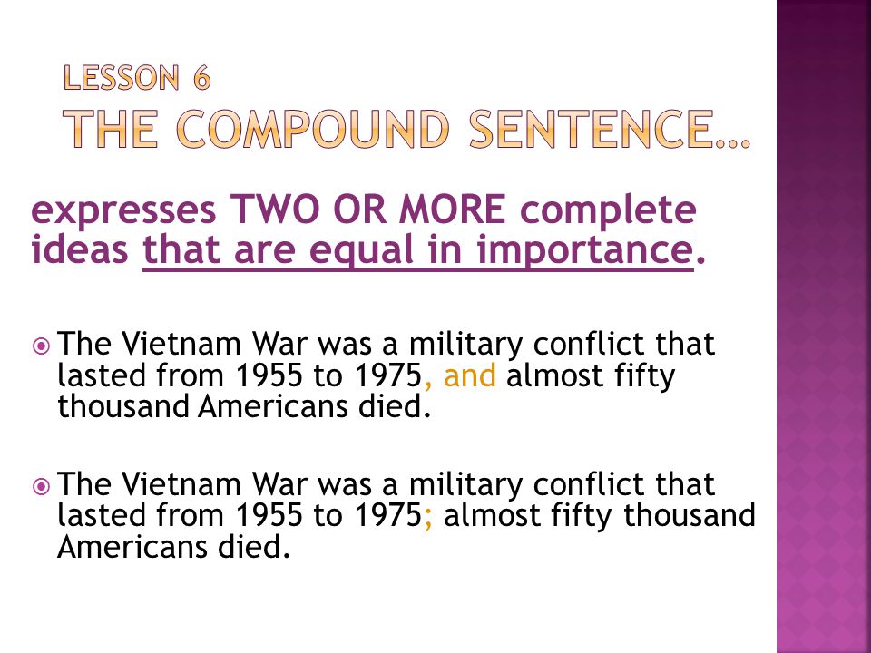 Lesson 6 The Compound Sentence…
