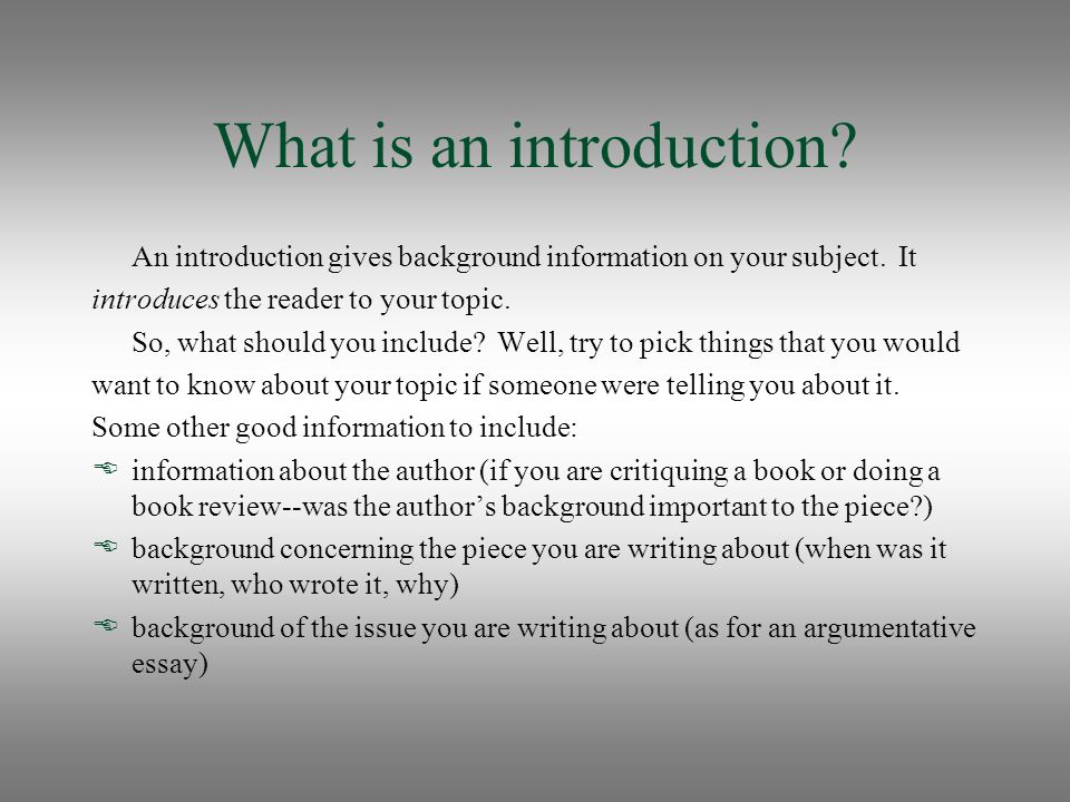 What is an introduction
