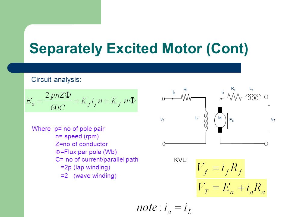 Separately Excited Motor (Cont)