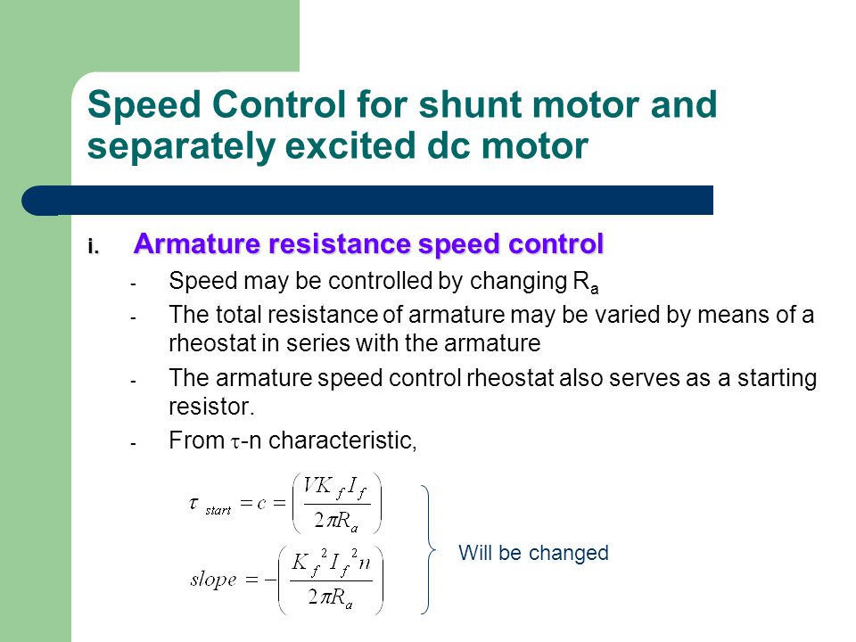 Speed Control for shunt motor and separately excited dc motor