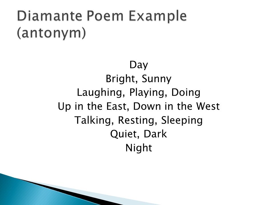 Featured image of post Diamante Poem Examples You will create two diamante poems