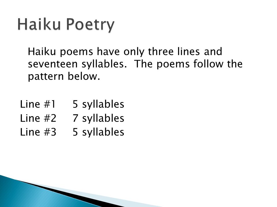 Haiku, Tanka, Cinquain, and Diamante - ppt video online 