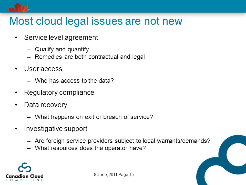 Most cloud legal issues are not new