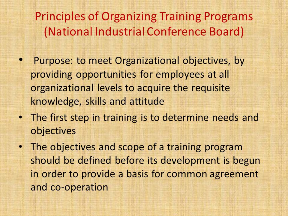 Principles of Organizing Training Programs (National Industrial Conference Board)
