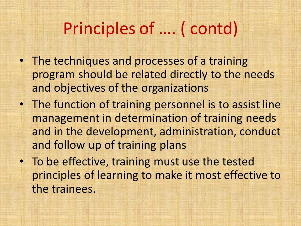 Principles of …. ( contd)