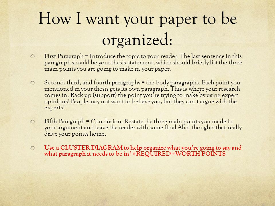 How I want your paper to be organized: