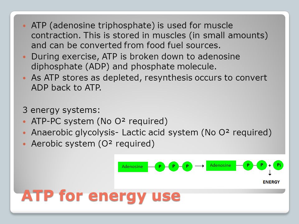 ATP (adenosine triphosphate) is used for muscle contraction