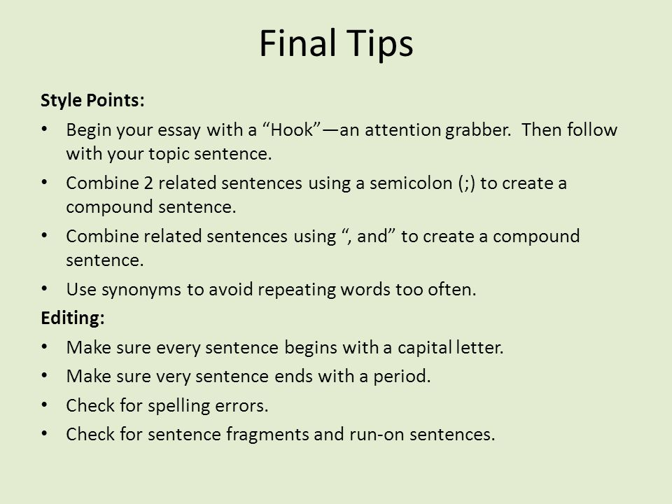 Final Tips Style Points: