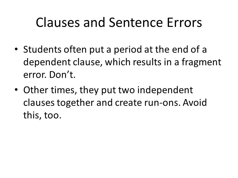 Clauses and Sentence Errors