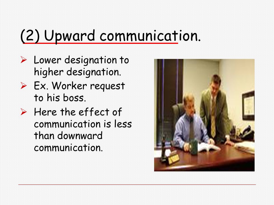 (2) Upward communication.
