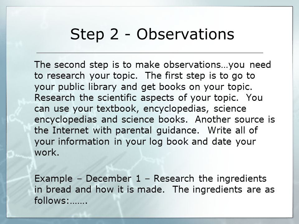 Step 2 - Observations