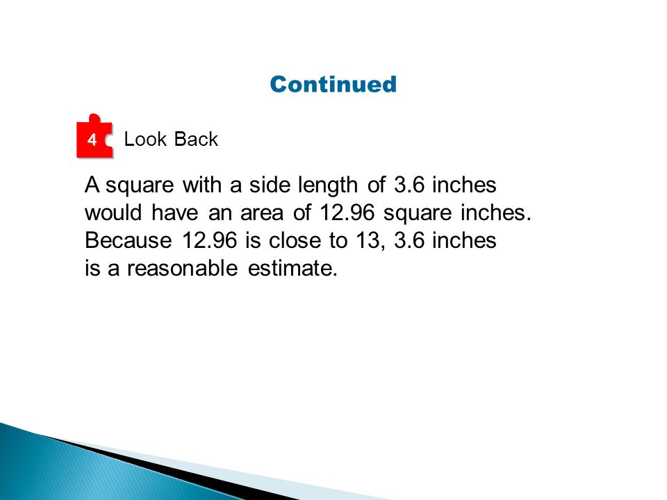 A square with a side length of 3.6 inches