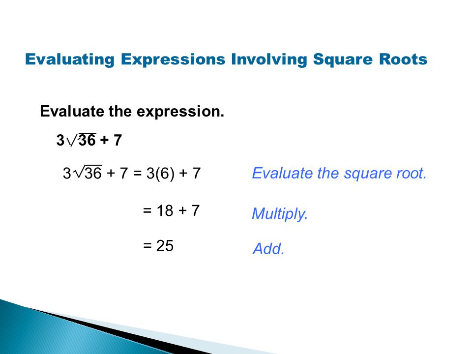 Evaluating Expressions Involving Square Roots