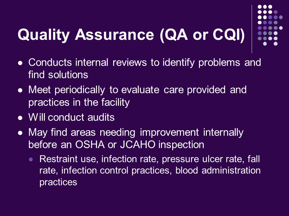 Quality Assurance (QA or CQI)