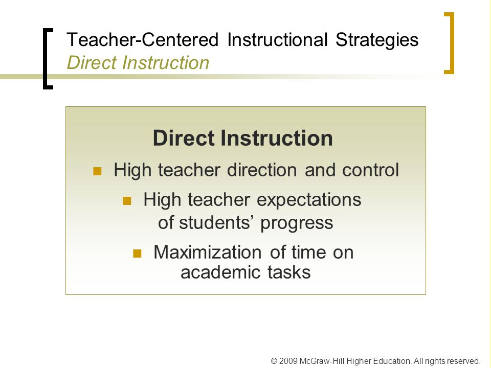 Teacher-Centered Instructional Strategies Direct Instruction