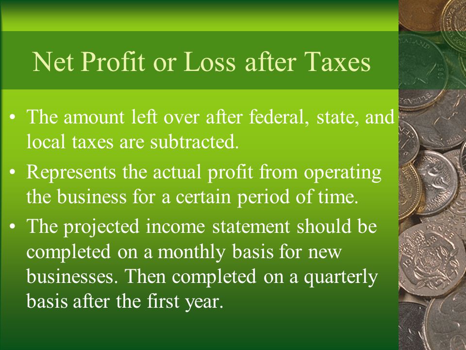 Net Profit or Loss after Taxes