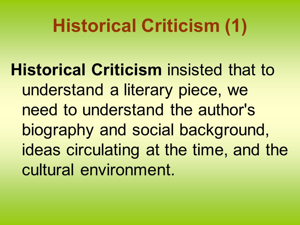 Historical Criticism (1)