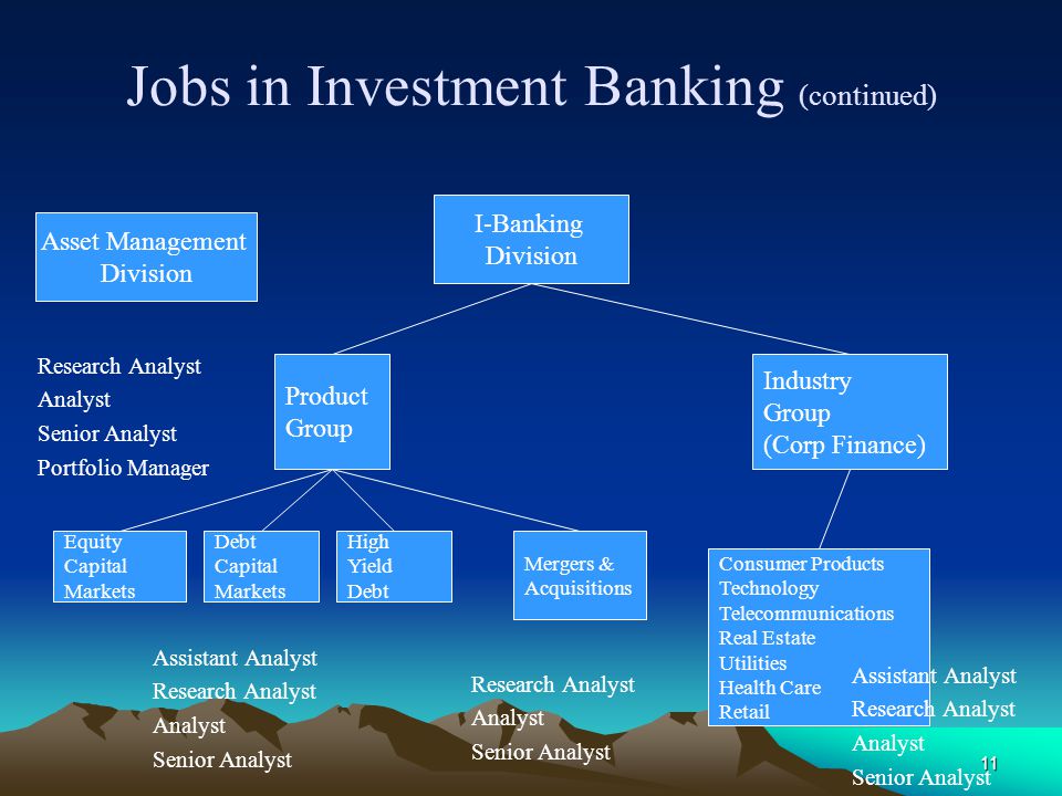 Jobs in Investment Banking (continued)