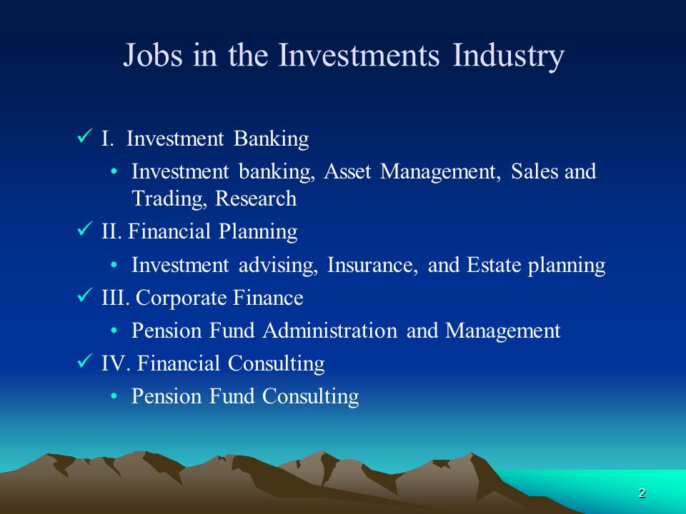 Jobs in the Investments Industry