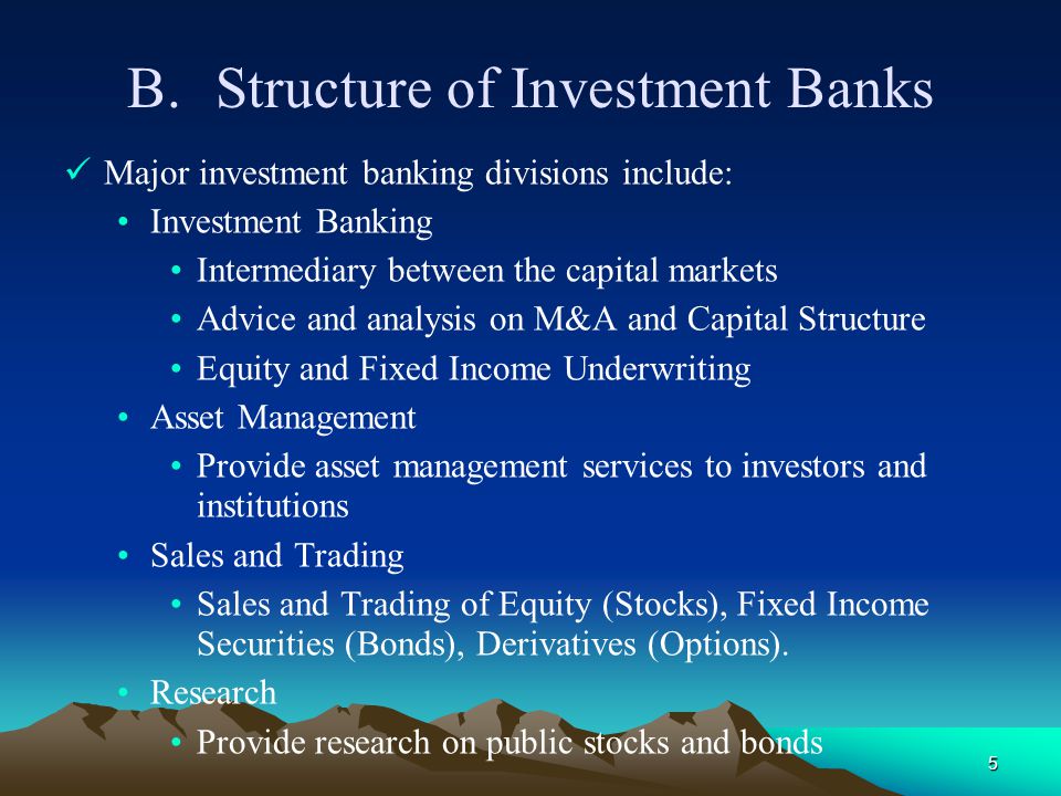 Structure of Investment Banks