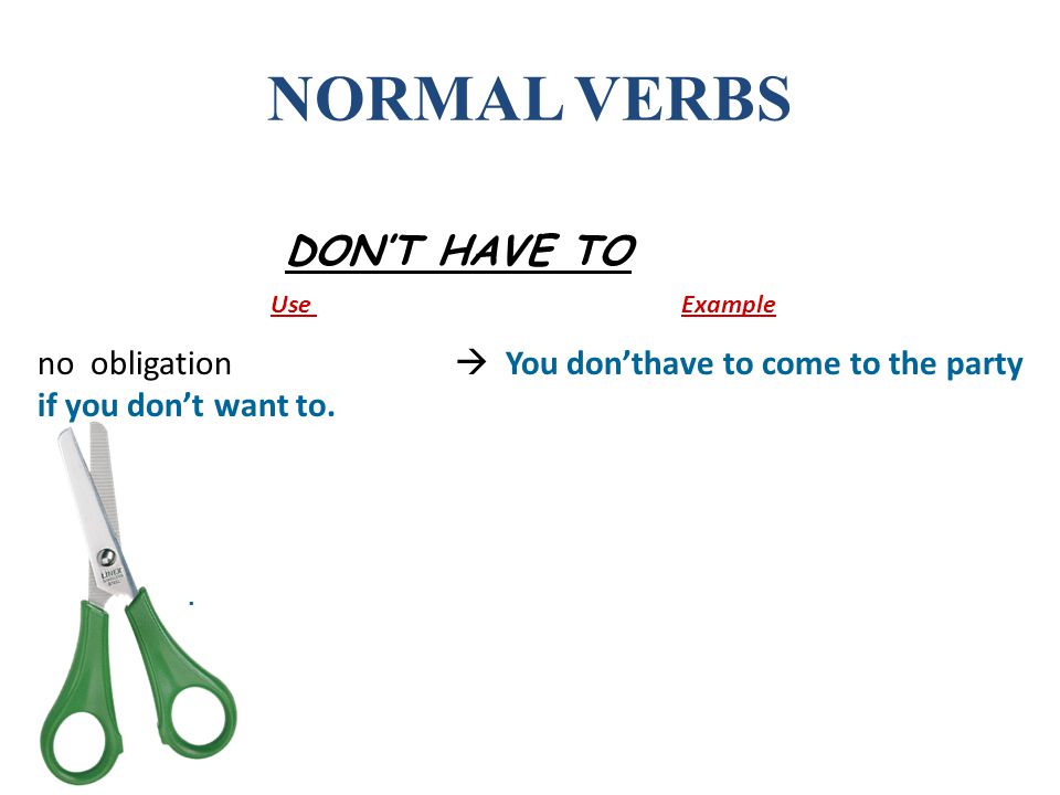 NORMAL VERBS DON’T HAVE TO