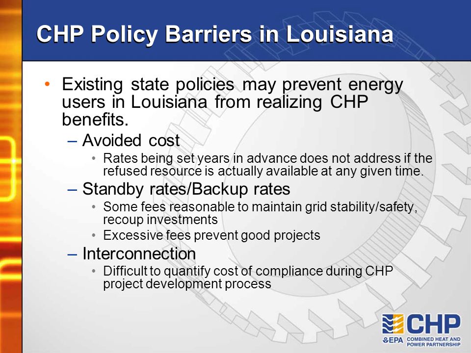 CHP Policy Barriers in Louisiana