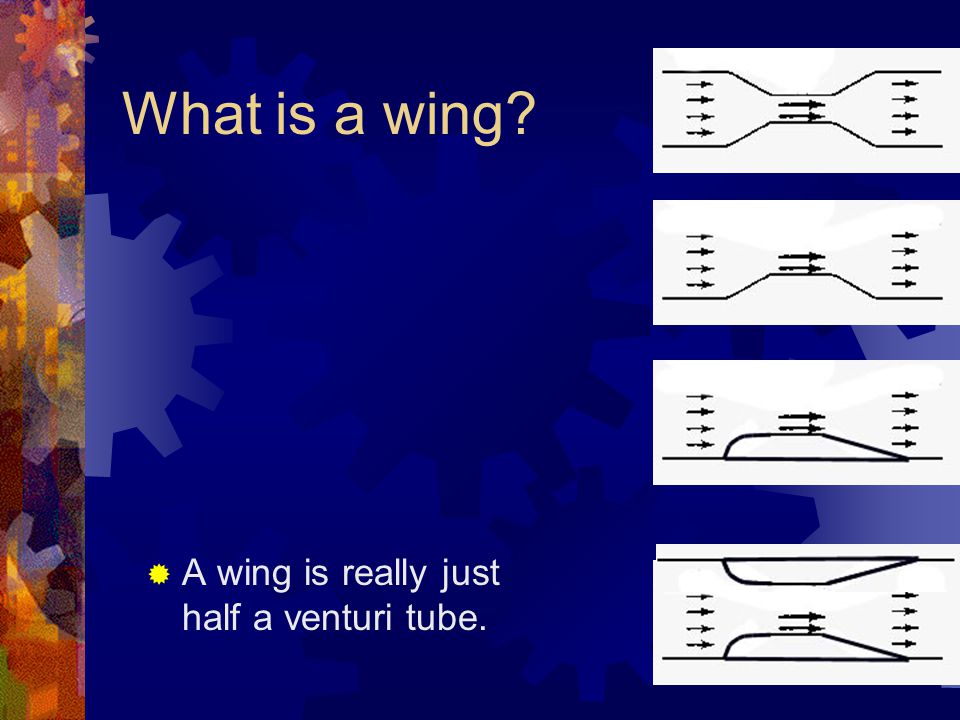 What is a wing A wing is really just half a venturi tube.