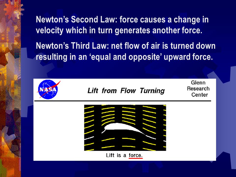 Newton’s Second Law: force causes a change in velocity which in turn generates another force.