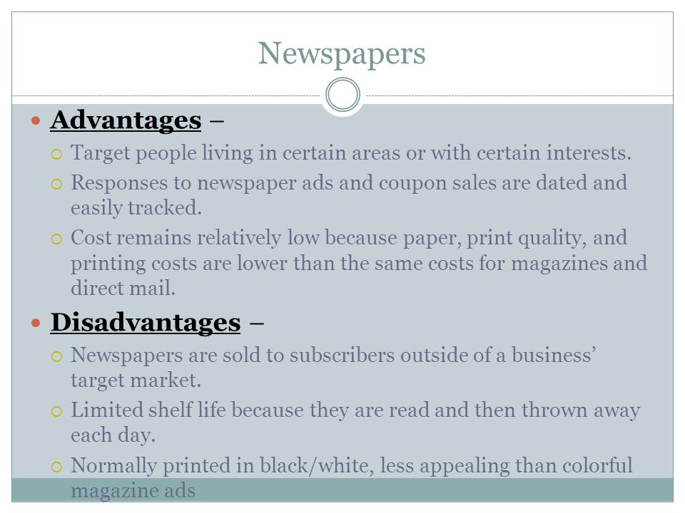 Newspapers Advantages – Disadvantages –