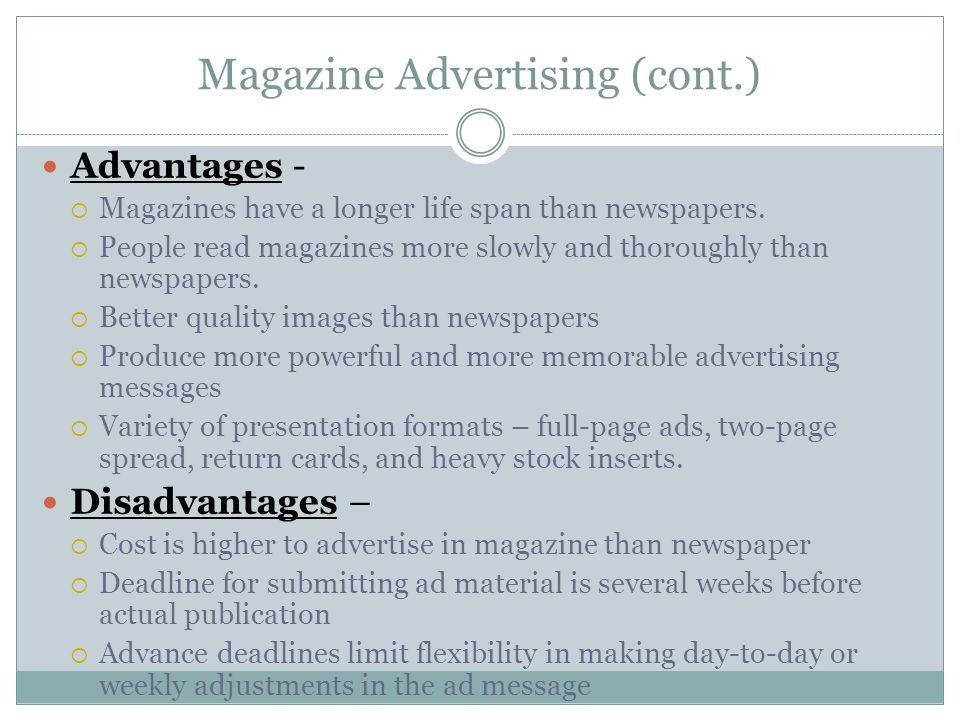 Magazine Advertising (cont.)