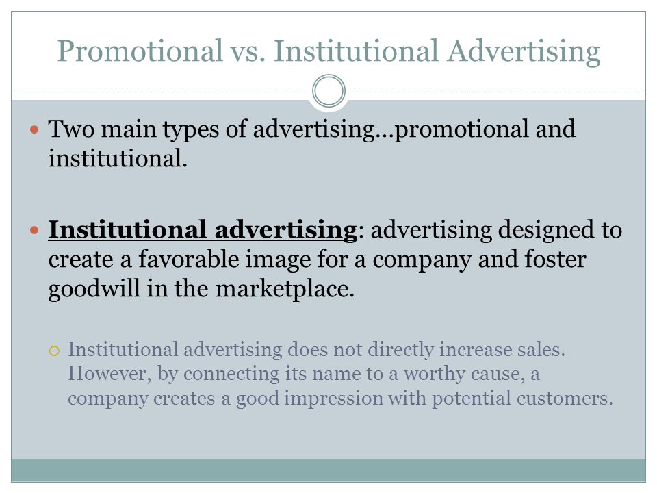 Promotional vs. Institutional Advertising