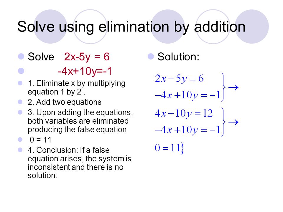 Solve using elimination by addition