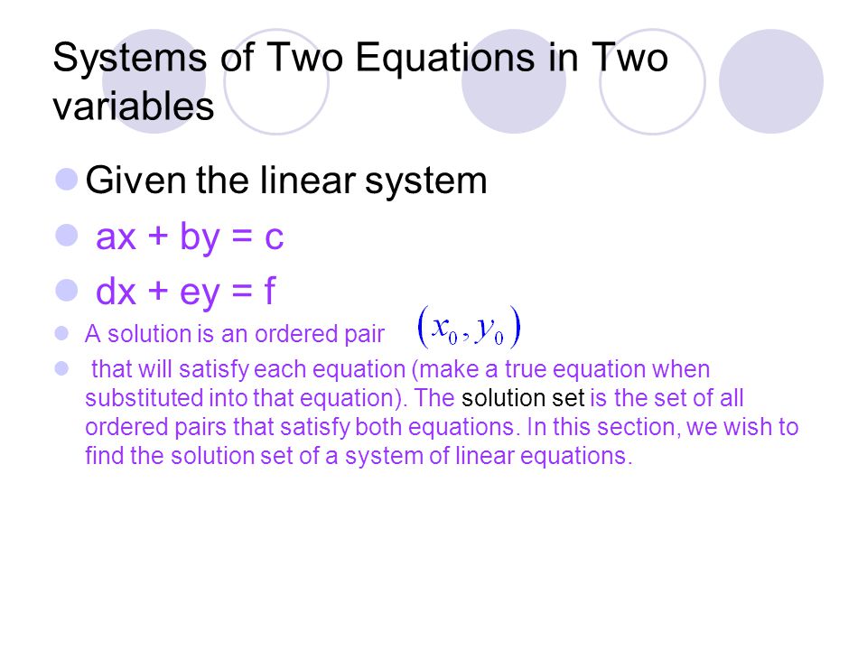 Systems of Two Equations in Two variables