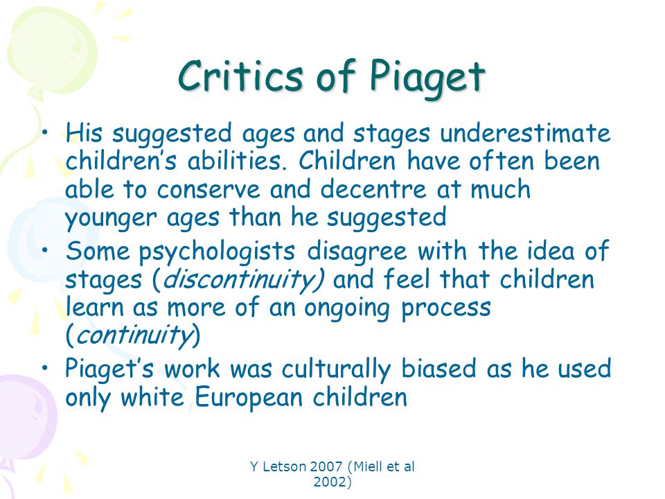 Critics of Piaget