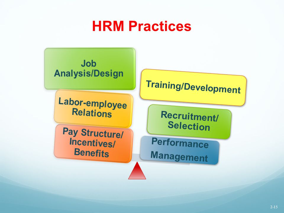 HRM Practices Job Analysis/Design Recruitment /Selection