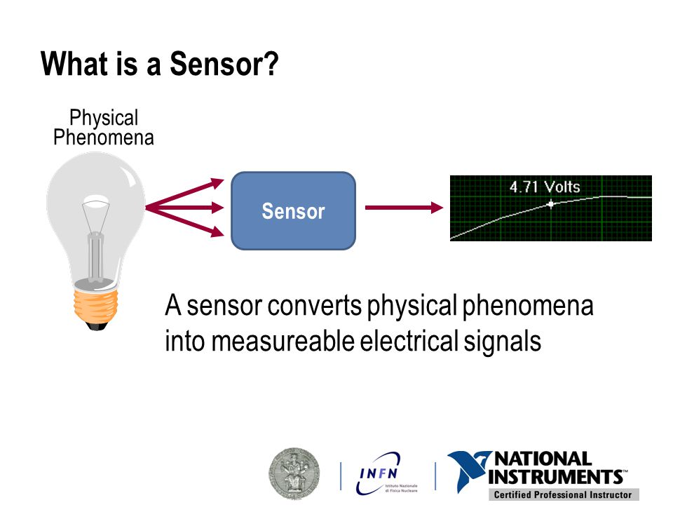 What is a Sensor Physical. Phenomena. Signal. Sensor. A sensor converts physical phenomena into measureable electrical signals.