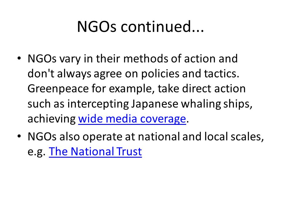 NGOs continued...