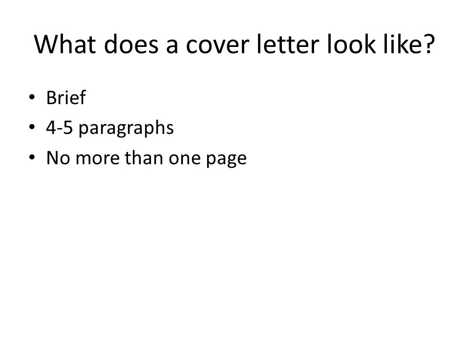 What does a cover letter look like
