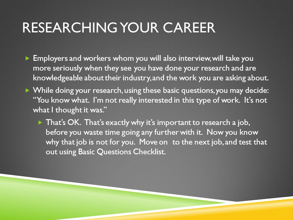 Researching Your Career