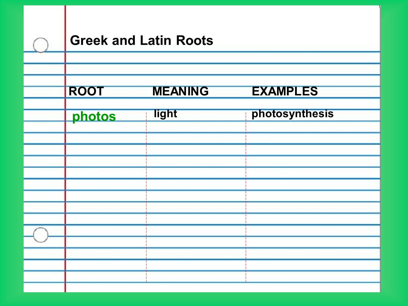 Greek and Latin Roots photos ROOT MEANING EXAMPLES